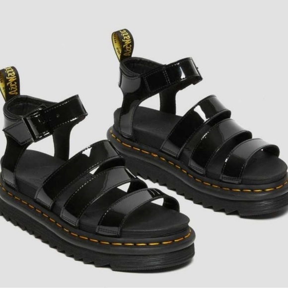 DR MARTENS AIR WAIR BLAIRE PATENT LEATHER STRAP SANDALS Size 9 NWT - Picture 11 of 16